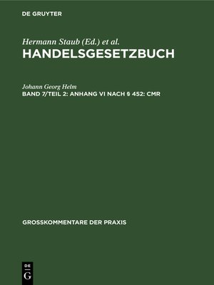 cover image of Anhang VI nach § 452